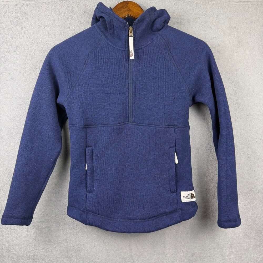 The North Face Girls Crescent Pullover Hoodie SZ M 10/12 Navy Blue Heather